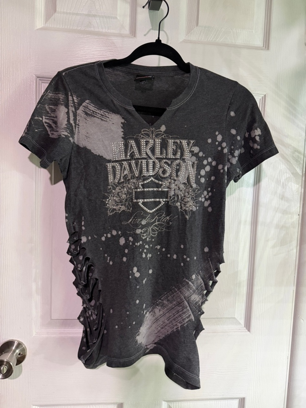 Harley-Davidson Charcoal Gray Graphic Studded Tee